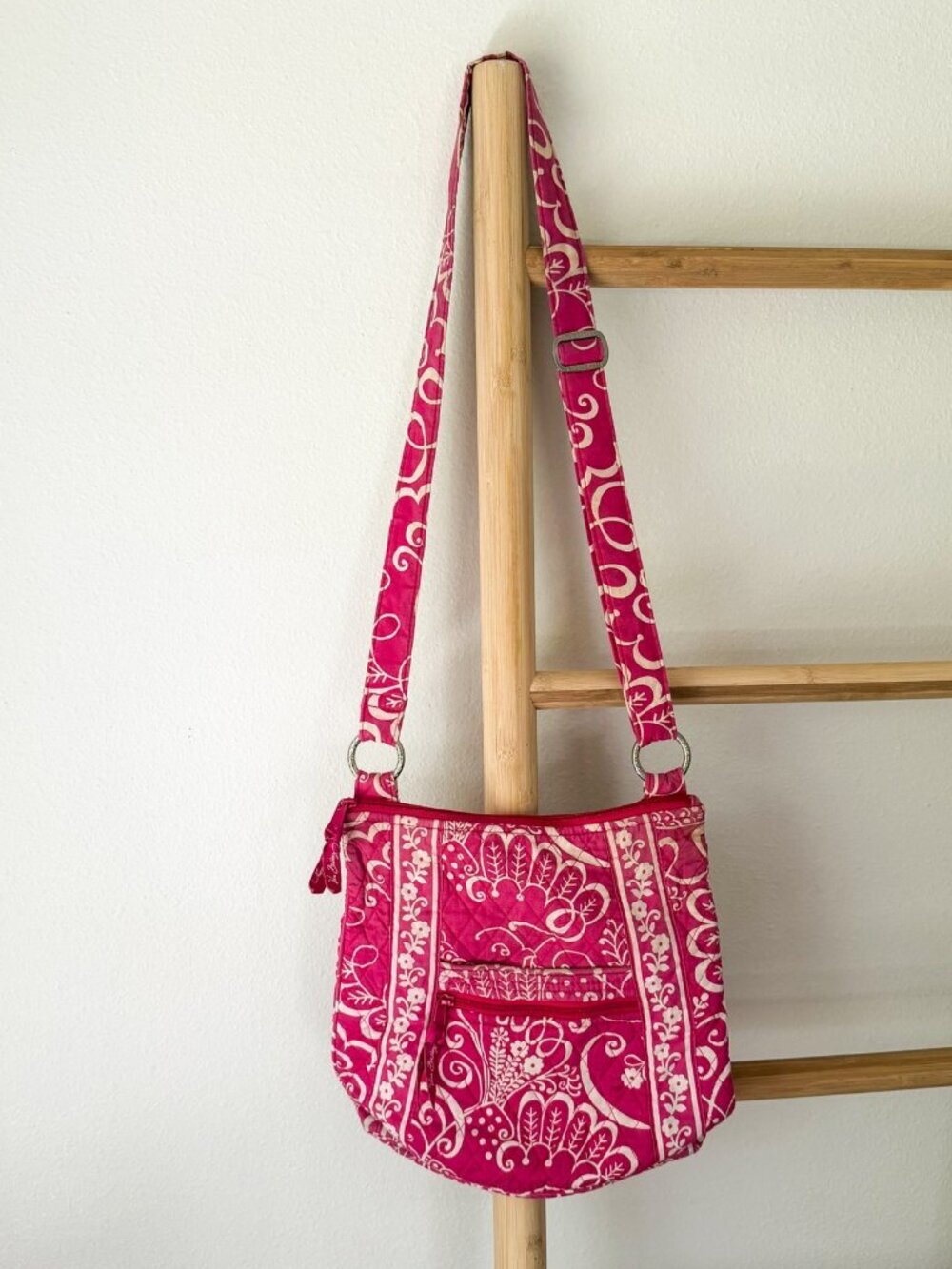 Vera Bradley Pink Quilted Floral Crossbody Bag Adjustable Strap